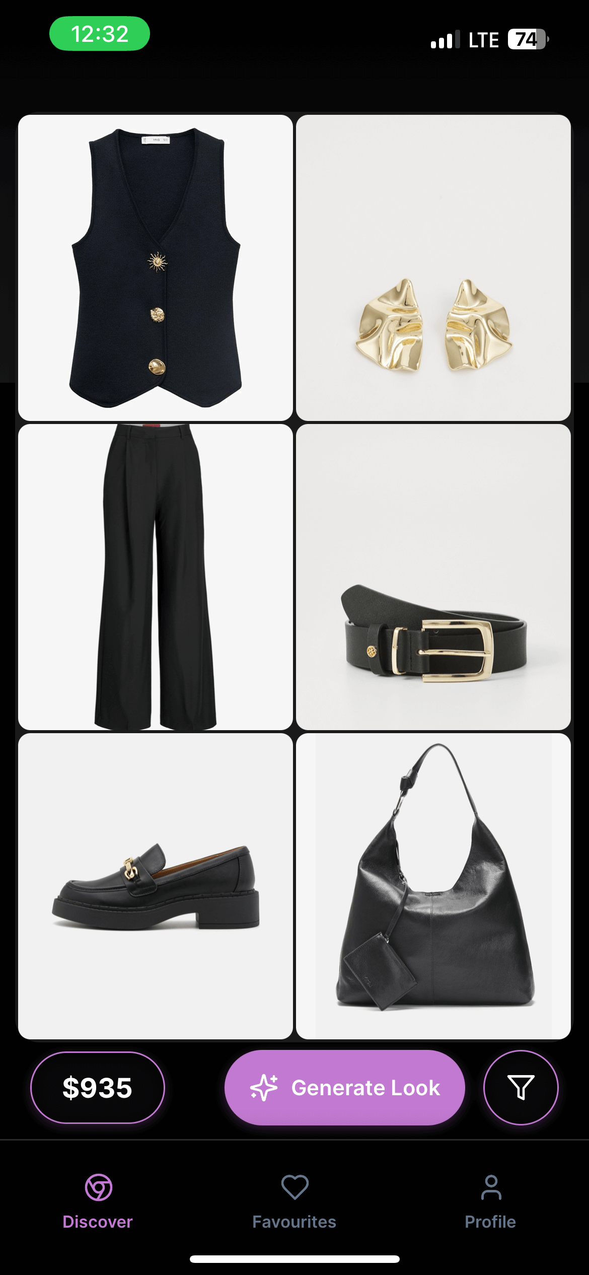 Seelq app swipe interface showing outfit discovery with like and dislike options